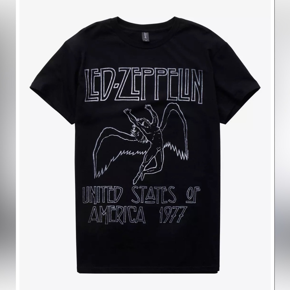 Led Zeppelin United States of America 1977 Black Soft Band Tee